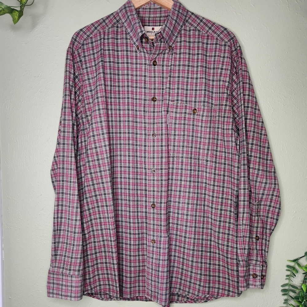 Woolrich Plaid Shirt Men’s L 100% Cotton Cabincore